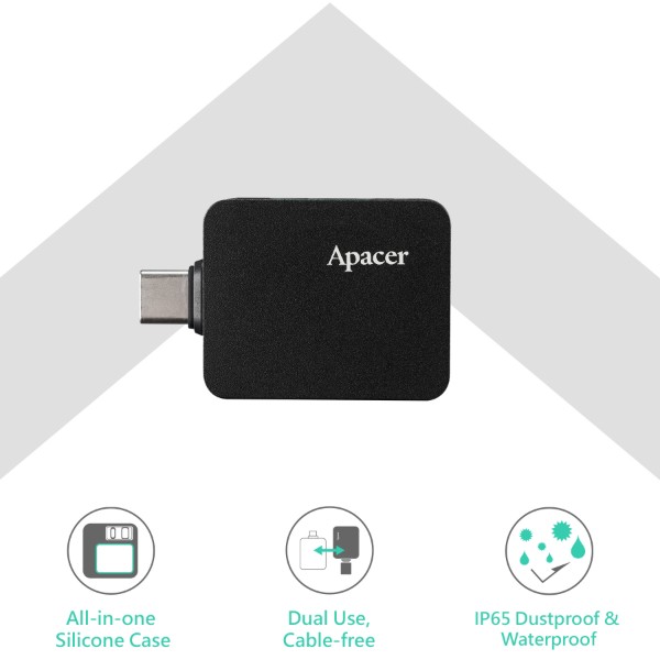 Фото - SSD-накопичувач зовнішній Apacer AS714 512GB USB 3.2 Gen.2 Read/Write 1000MB/s Black (AP512GAS714B-1)