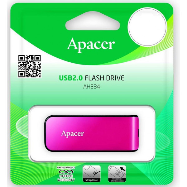 Фото - Флеш USB Apacer AH334 16GB USB 2.0 Pink (AP16GAH334P-1)