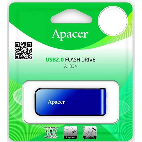 Фото - Флеш USB Apacer AH334 64GB USB 2.0 Blue (AP64GAH334U-1)
