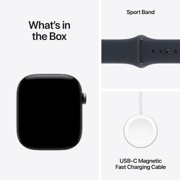 Фото - Смарт-годинник Apple Watch Series 12 GPS + eSIM 46mm Natural Titanium Case with Navy Blue Sport Band - S/M