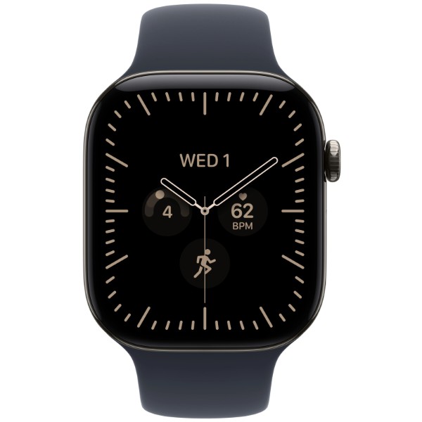 Фото - Смарт-годинник Apple Watch Series 12 GPS + eSIM 46mm Natural Titanium Case with Navy Blue Sport Band - S/M