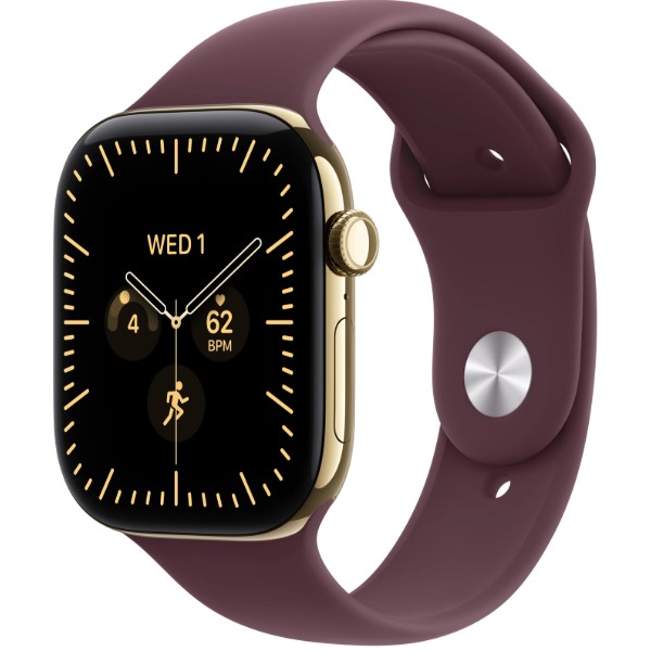 Фото - Смарт-часы Apple Watch Series 12 GPS + eSIM 42mm Radiant Gold Titanium Case with Burgundy Sport Band - S/M