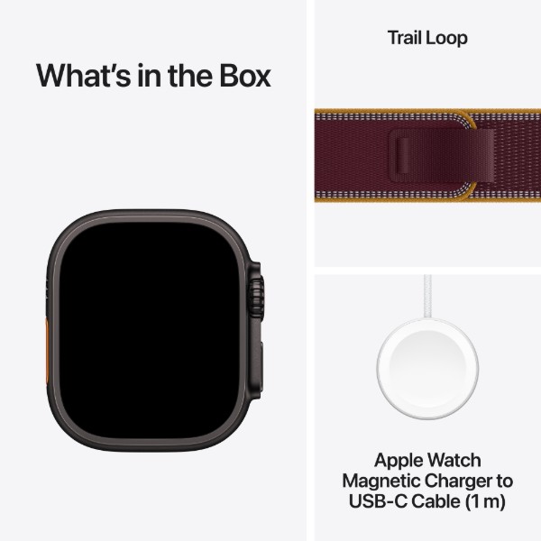 Фото - Смарт-годинник Apple Watch Ultra 4 GPS + eSIM 49mm Black Titanium Case with Burgundy Trail Loop - S/M