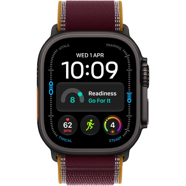 Фото - Смарт-годинник Apple Watch Ultra 4 GPS + eSIM 49mm Black Titanium Case with Burgundy Trail Loop - S/M