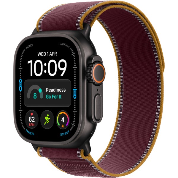 Фото - Смарт-годинник Apple Watch Ultra 4 GPS + eSIM 49mm Black Titanium Case with Burgundy Trail Loop - S/M