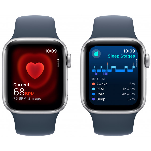 Фото - Смарт-годинник Apple Watch SE GPS 40mm Silver Aluminium Case with Storm Blue Sport Band - S/M