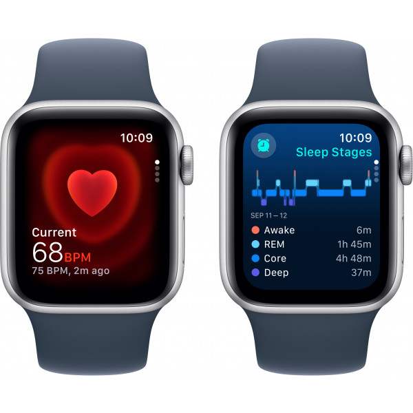 Фото - Смарт-годинник Apple Watch SE GPS 40mm Silver Aluminium Case with Storm Blue Sport Band - M/L