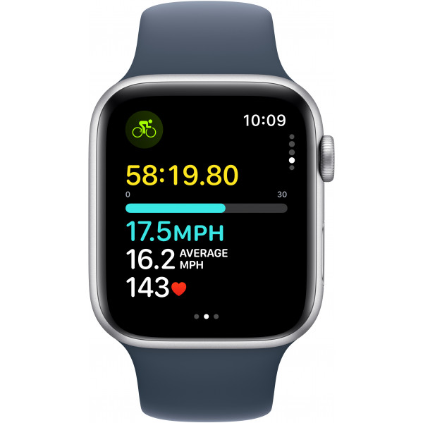 Фото - Смарт-часы Apple Watch SE GPS 44mm Silver Aluminium Case with Storm Blue Sport Band - S/M