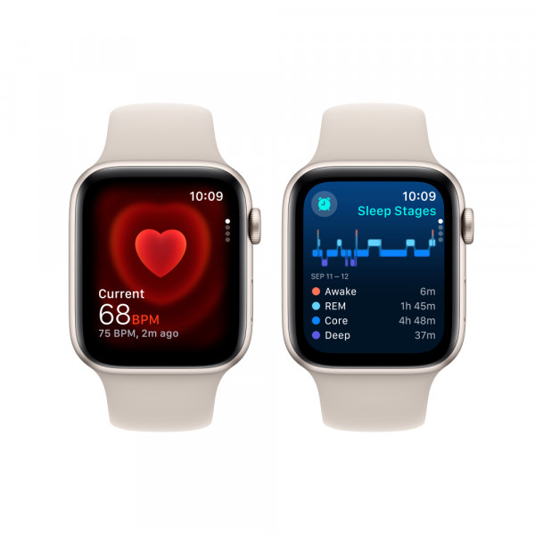 Фото - Уцінка - Смарт-годинник Apple Watch SE GPS 44mm Starlight Aluminium Case with Starlight Sport Band - M/L
