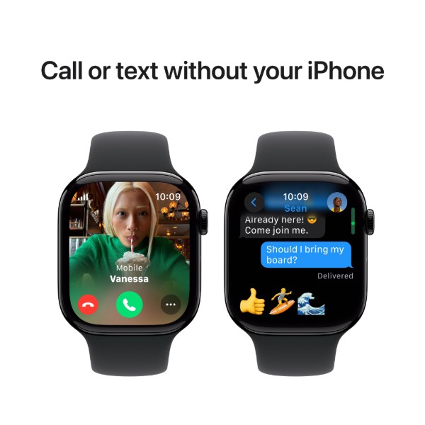 Фото - Смарт-годинник Apple Watch Series 10 GPS + eSIM 42mm Jet Black Aluminium Case with Black Sport Band - S/M