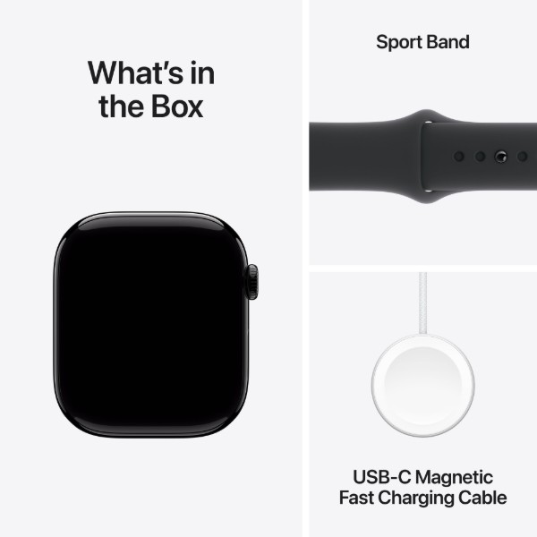 Фото - Смарт-годинник Apple Watch Series 10 GPS + eSIM 42mm Jet Black Aluminium Case with Black Sport Band - S/M