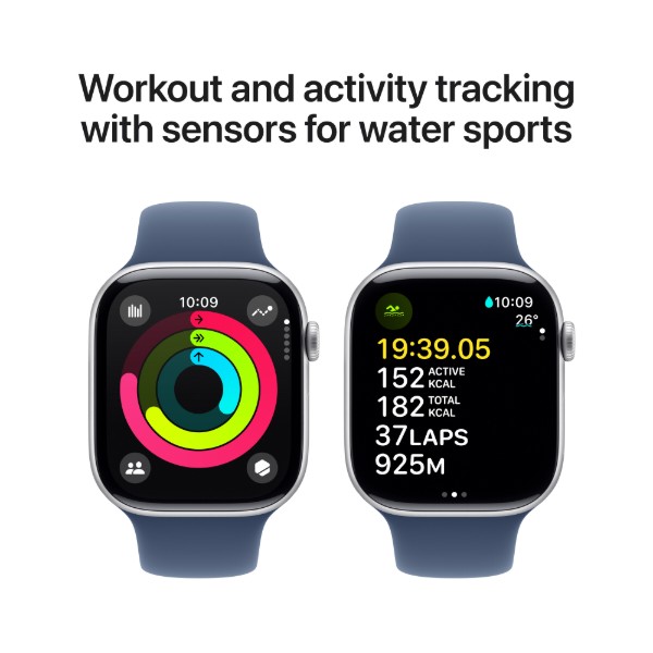 Фото - Смарт-годинник Apple Watch Series 10 GPS + eSIM 42mm Silver Aluminium Case with Denim Sport Band - M/L