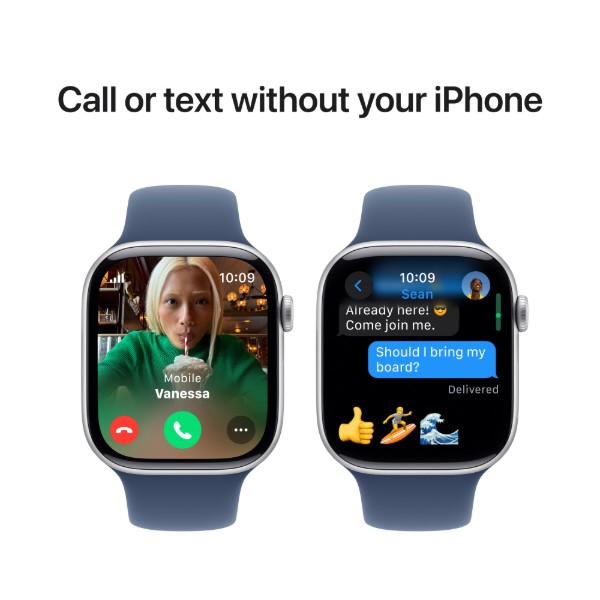 Фото - Смарт-годинник Apple Watch Series 10 GPS + eSIM 42mm Silver Aluminium Case with Denim Sport Band - M/L