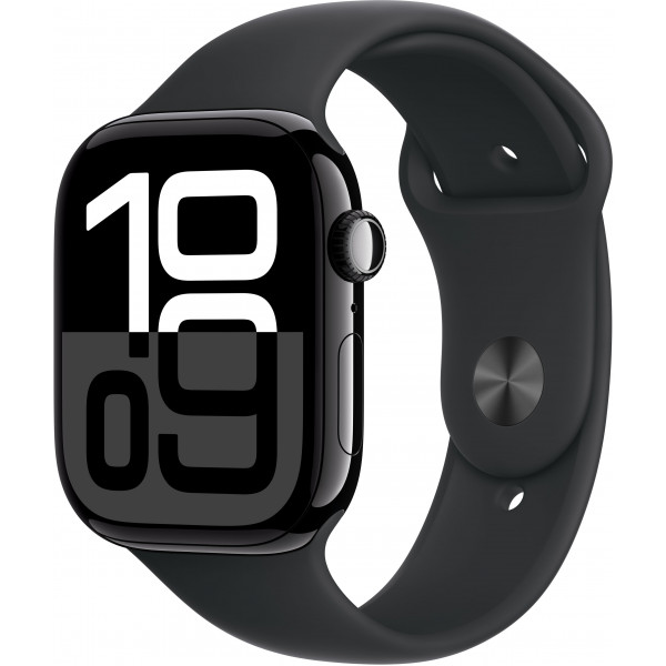 Apple Watch Series 10 GPS 46mm Jet Black Aluminium Case with Black Sport Band M L