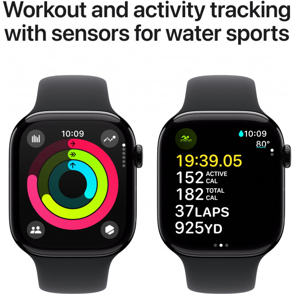Фото - Смарт-годинник Apple Watch Series 10 GPS 46mm Jet Black Aluminium Case with Black Sport Band - M/L