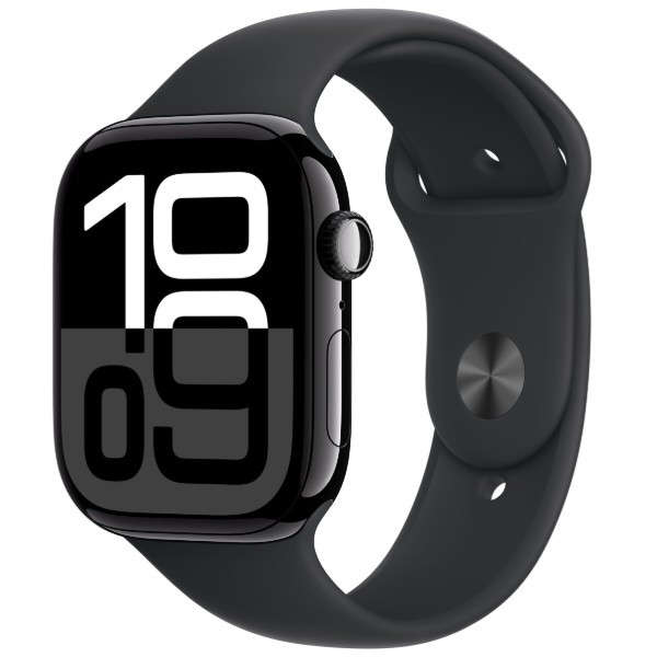 Фото - Смарт-годинник Apple Watch Series 10 GPS + eSIM 46mm Jet Black Aluminium Case with Black Sport Band - M/L