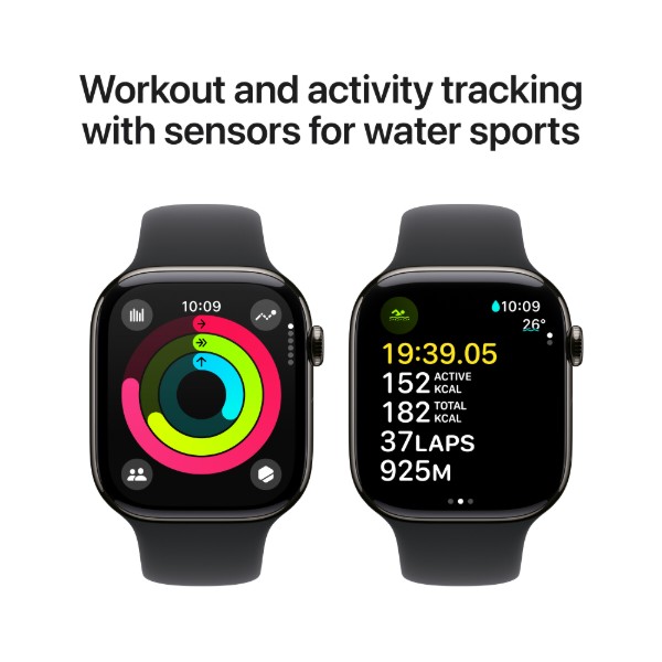 Фото - Смарт-годинник Apple Watch Series 10 GPS + eSIM 46mm Slate Titanium Case with Black Sport Band - S/M