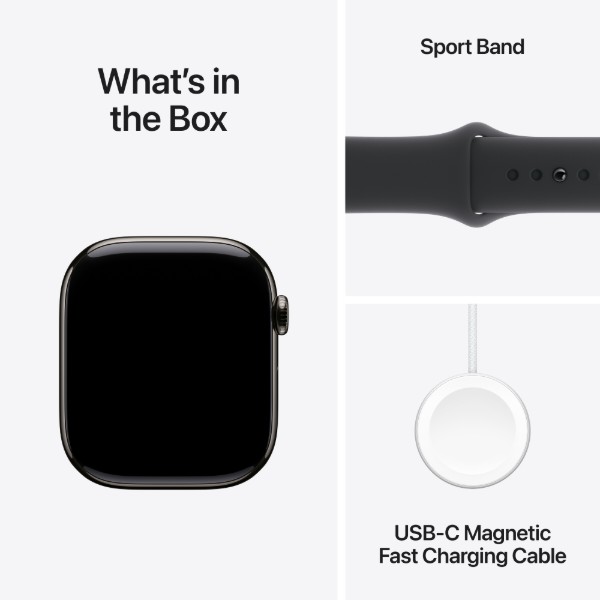 Фото - Смарт-годинник Apple Watch Series 10 GPS + eSIM 46mm Slate Titanium Case with Black Sport Band - S/M