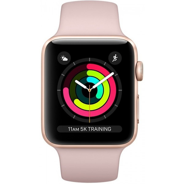 Фото - Смарт-часы Apple Watch Series 3 GPS, 42mm Gold Aluminium Case with Pink Sand Sport Band (MQL22FS/A)