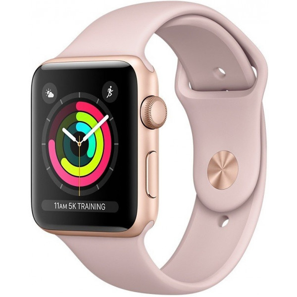 Фото - Смарт-часы Apple Watch Series 3 GPS, 42mm Gold Aluminium Case with Pink Sand Sport Band (MQL22FS/A)