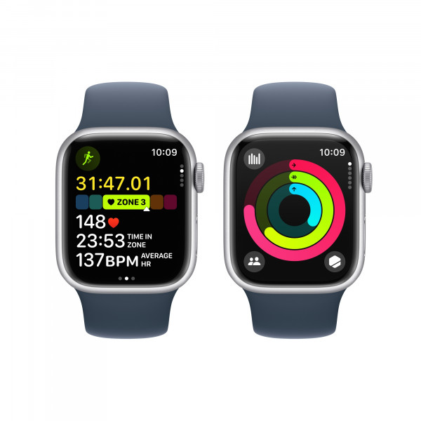 Фото - Смарт-часы Apple Watch Series 9 GPS 41mm Silver Aluminium Case with Storm Blue Sport Band - S/M