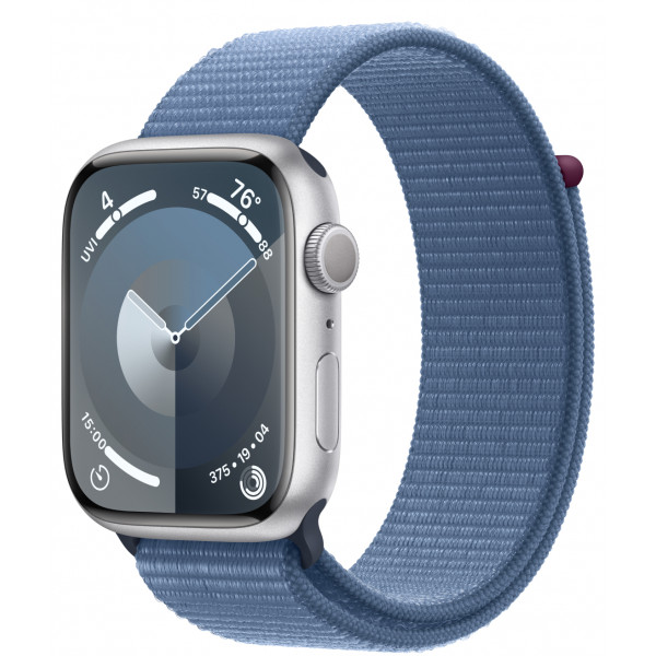 Apple Watch Series 9 GPS 45mm Silver Aluminium Case with Winter Blue Sport Loop Comfy