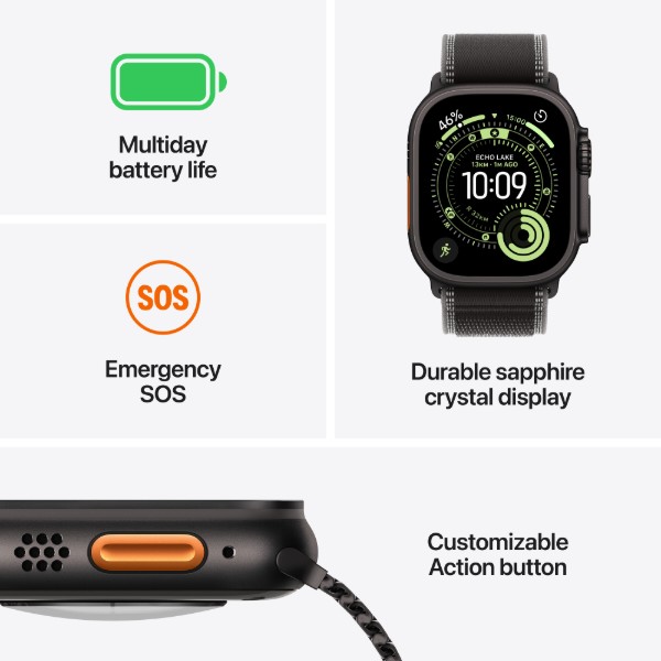 Фото - Смарт-часы Apple Watch Ultra 3 GPS + eSIM 49mm Natural Titanium Case with Blue/Bright Blue Trail Loop - S/M