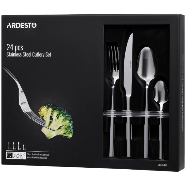 Фото - Набор столовых приборов ARDESTO Black Mars Bergmann 24 пр (AR0724BES)