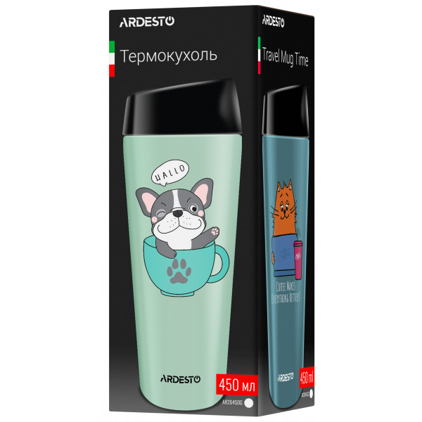Фото - Термокружка Ardesto Coffee Time Red Cat 450 мл Blue (AR2645CG)