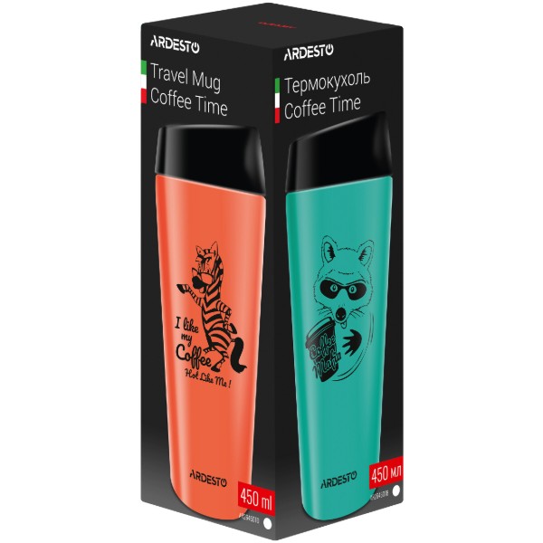 Фото - Термокружка ARDESTO Coffee Time Raccon 450 мл (AR2645DTB)