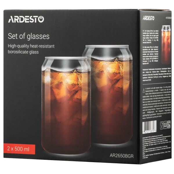 Фото - Набір склянок Ardesto Jar 500 мл 2 шт. (AR2650BGR)