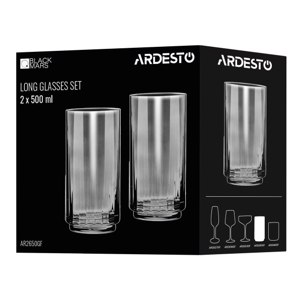 Фото - Набір склянок Ardesto Black Mars Alcor 500 мл 2 шт. (AR2650GF)