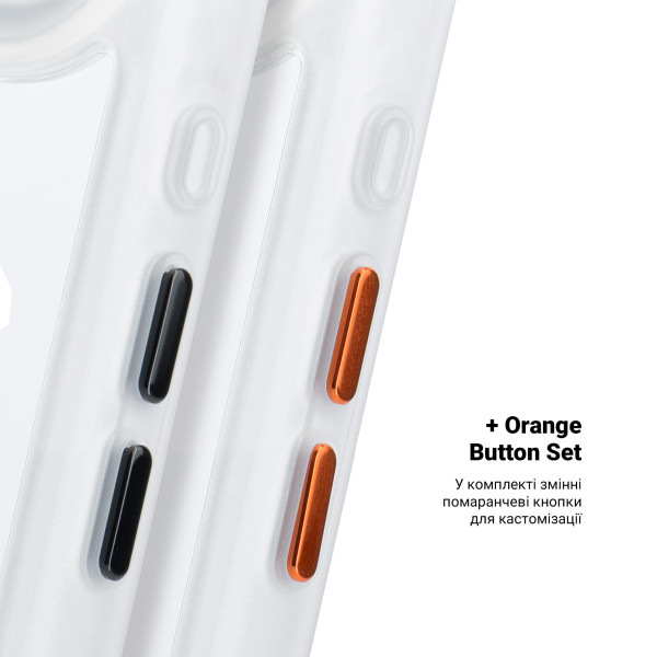 Фото - Чехол для смартфона Armorstandart Unit MagCase for Apple iPhone 17 Air Matte Clear Silver + Orange Button Set (ARM90583)