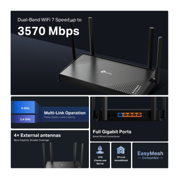 Фото - Маршрутизатор інтернет WiFi7 TP-Link Archer BE220