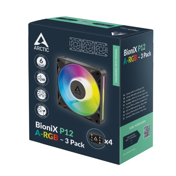 Фото - Корпусний вентилятор ARCTIC 120MM BioniX P12 A-RGB 3-PACK (ACFAN00337A)