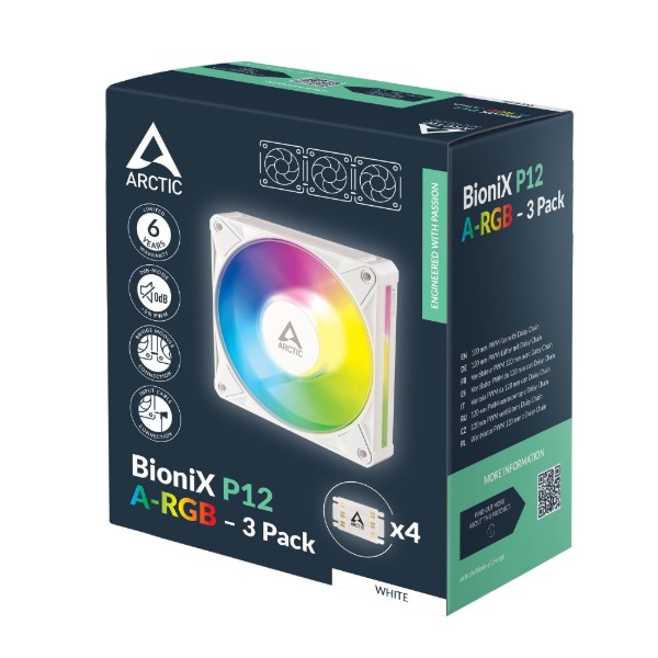 Фото - Корпусний вентилятор ARCTIC 120MM BioniX P12 A-RGB 3-PACK WHT (ACFAN00338A)