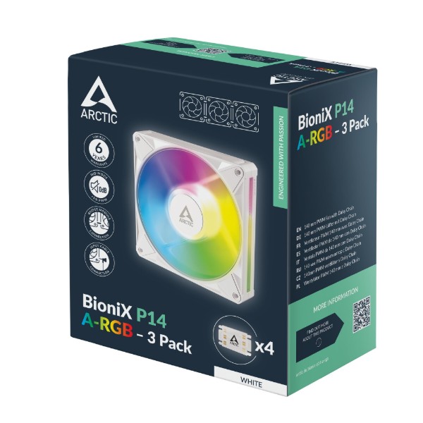 Фото - Корпусний вентилятор ARCTIC 140MM BioniX P14 A-RGB 3-PACK WHT (ACFAN00342A)