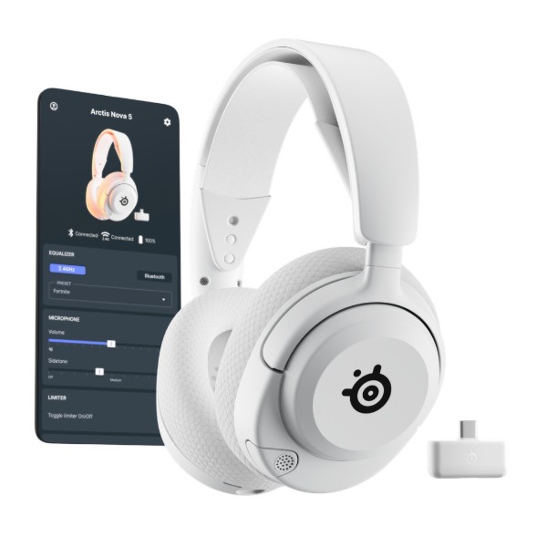Фото - Гарнітура бездротова ігрова SteelSeries Arctis Nova 5 White (61671)