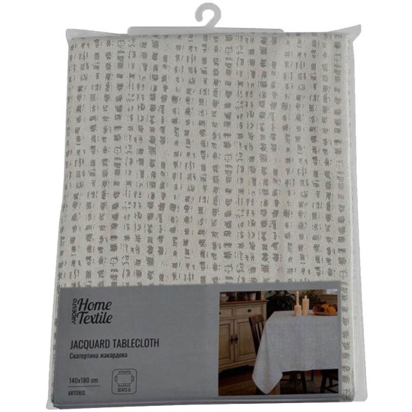 Фото - Скатертина прямокутна ARDESTO Jacquard 140х180 см білий, сріблястий (ART08JS)