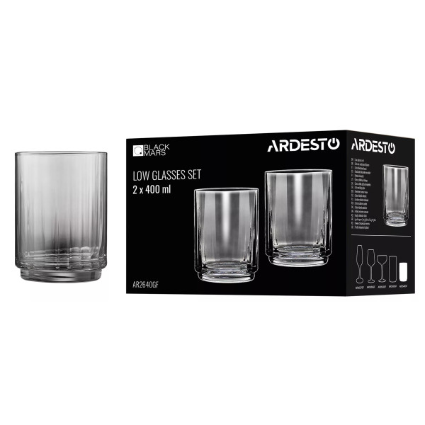 Фото - Набір склянок Ardesto Black Mars Alcor 400 мл 2 шт. (AR2640GF)