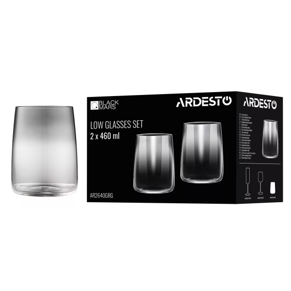 Фото - Набор стаканов Ardesto Black Mars Mira 460 мл 2 шт. (AR2640GRG)