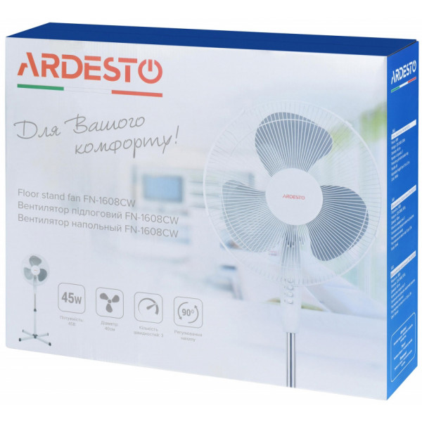Фото - Уцінка - Вентилятор підлоговий ARDESTO FN-1608CW White #