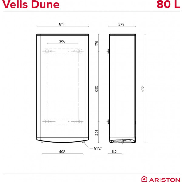 Фото - Водонагреватель Ariston VELIS DUNE 80 EU
