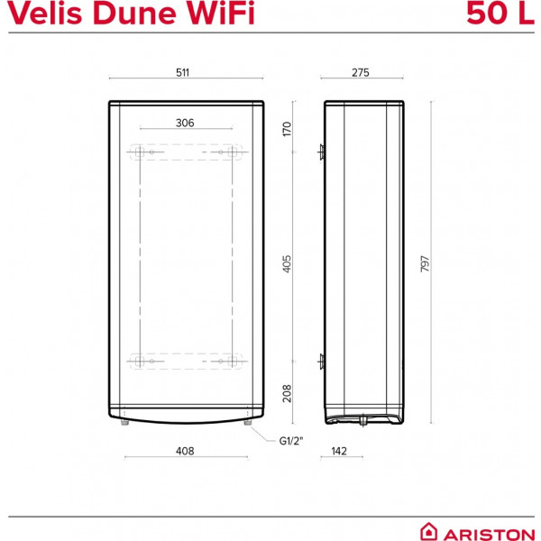 Фото - Водонагреватель Ariston VELIS DUNE WIFI 50 EU