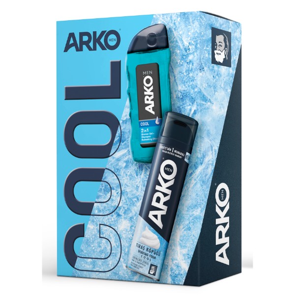 Фото - Набор для бритья мужской ARKO MEN COOL Пена для бритья 200 мл + Гель для душа и шампунь 2в1 260 мл (8690506573188) Фото - Набор для бритья мужской ARKO MEN COOL Пена для бритья 200 мл + Гель для душа и шампунь 2в1 260 мл (8690506573188)
