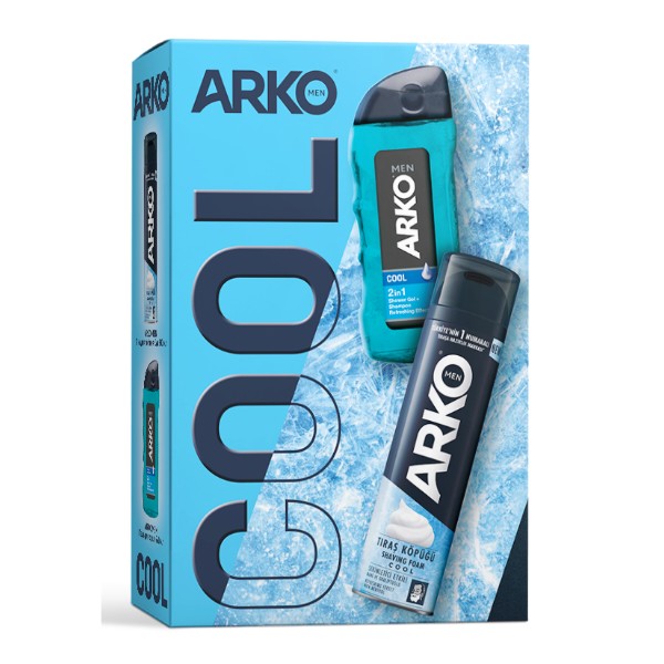 Фото - Набор для бритья мужской ARKO MEN COOL Пена для бритья 200 мл + Гель для душа и шампунь 2в1 260 мл (8690506573188)