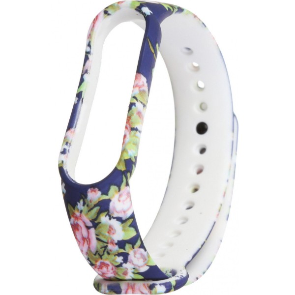 Фото - Ремешок для фитнес-браслета Armorstandart Xiaomi Mi Band 5 Blue with flowers (ARM57015)