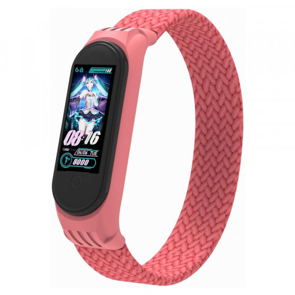 Фото - Ремешок для фитнес-браслета Armorstandart Braided Solo Loop for Xiaomi Mi Band 7/6/5/4 Pink size L (ARM58761)
