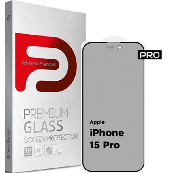 Фото - Защитное стекло для смартфона Armorstandart Pro Anti-spy Matte for Apple iPhone 15 Pro Black (ARM73170)