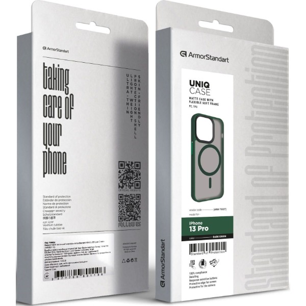 Фото - Чохол для смартфону
 Armorstandart Uniq Magsafe for Apple iPhone 13 Pro Dark Green (ARM75327)
